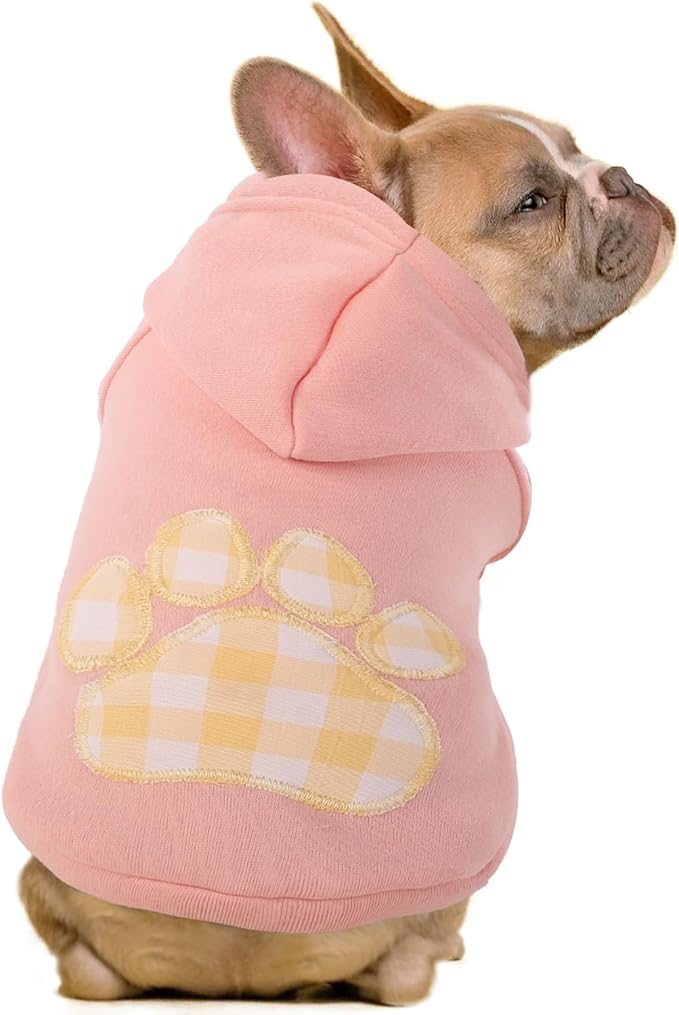 SAWMONG Dog Hoodie,Flannel Pet Hooded Sweater with Hat Puppy Pullover Sweater Shirt,Dog (Pink,XL)