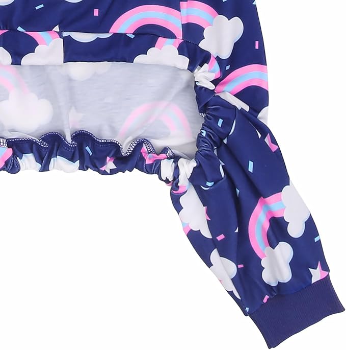 HDE Dog Pajamas One Piece Jammies Jumpsuit Pet Clothes Outfit Stretchy Lightweight Comfy Shirt Pjs for M-3XL Dogs Rainbows - 3XL