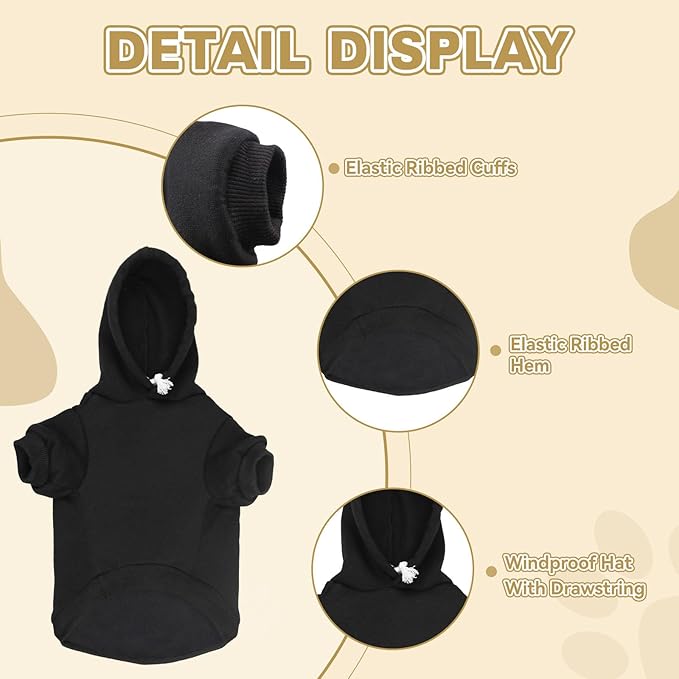 Dog Sweaters for Large Dogs Dog Hoodie Fleece Sweater Soft Clothes Sweatshirt with Pocket Hoodie for Large Dogs(Black&XL)