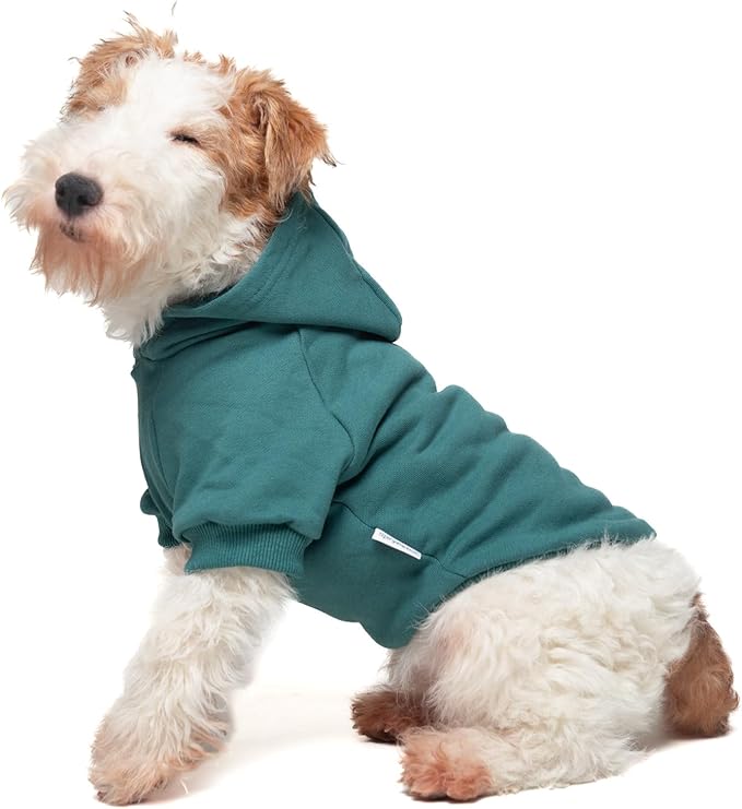 Small Dog Hoodies, 100% Cotton Sweatshirt with Leash Hole, Ideal for Chihuahua & Yorkie, Warm & Lightweight, Soft Cotton Fabric, Easy to Wear (Green XXS)