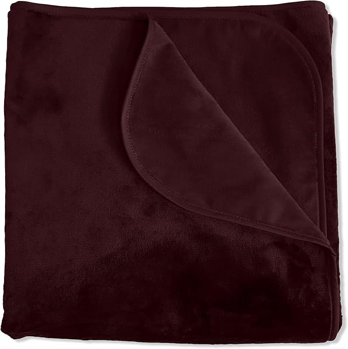 Mambe Silky Waterproof Throw for Protecting Furniture Bed Couch from Stains Caused by Dogs, Cats, Incontinence. Soft, Washable, Reversible. (Size Large 70x90 inches, Color Merlot)