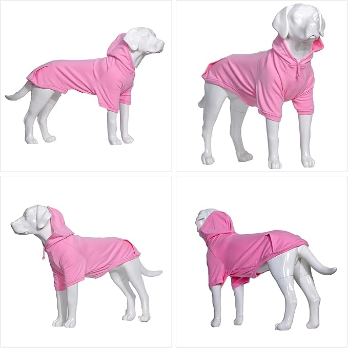 Lovelonglong Blank Basic Hoodie Sweatshirt for Dogs 100% Cotton Fits Small Medium Dachshund Large Dog Pink 4XL