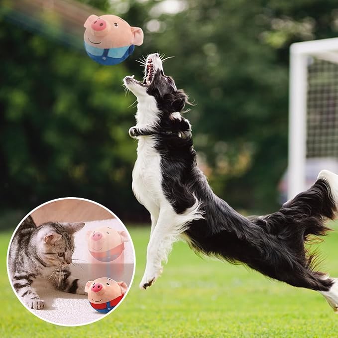 Interactive Dog Toys,2024 New Active Moving Pet Plush Toy,Squeaky Moving Dog Ball Toy,Rechargeable Puppy Toys to Keep Them Busy,Washable Pig Plush Toys(Lion)