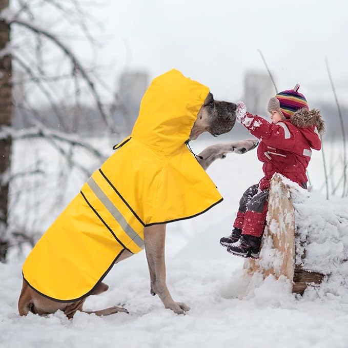 Reflective Dog Rain Coats - Waterproof Adjustable Pet Raincoat Jacket, Lightweight Dog Apparel & Accessories Raincoat for Small to X- Large Dogs(Yellow, Large)
