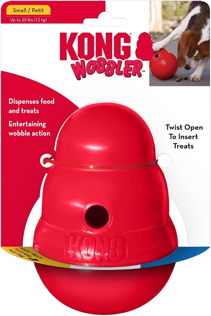 KONG Wobbler - Interactive Dog Toy for Treat Dispensing - Dog Slow Feeder for Healthy Eating - for Medium/Small Dogs (Pack of 2)
