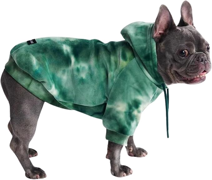Spark Paws Dog Hoodie – Premium Dog Sweater for Small, Medium, and Large Dogs | Warm Outfits for French Bulldogs, Pitbull, Puppy, Winter Jacket Alternative - Green Skydye, L