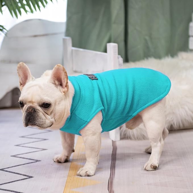 BEAUTYZOO Dog Fleece Vest Sweater Winter Jacket for Small and Medium Dogs with D-Ring Leash Cold Weather Coat Hoodie for XS S M Dogs Boy or Girls, Blue M