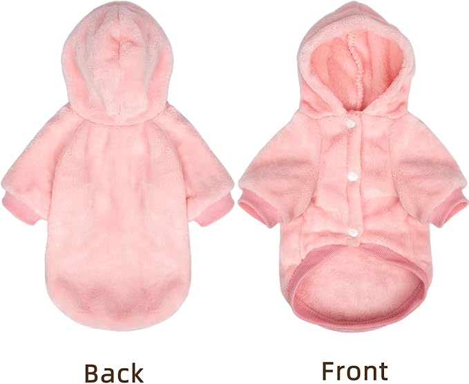 FabriCastle Dog Hoodie Sweater for Small Dogs Boy and Girl, Dog Clothes XS XXS Puppy Sweatshirt, Pet Outfit, Cat Clothing Super Soft Warm Snap On Closure (Pink, XX-Small)