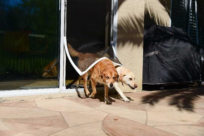 Screen Pet Door Conversion Kit | Doggie Door for Screen Door| Patio Screen, Sliding Glass Door Screen, Porch Screens | Convert Your Screen Into A Cat Door or Doggie Door for Screen Door, White Tape