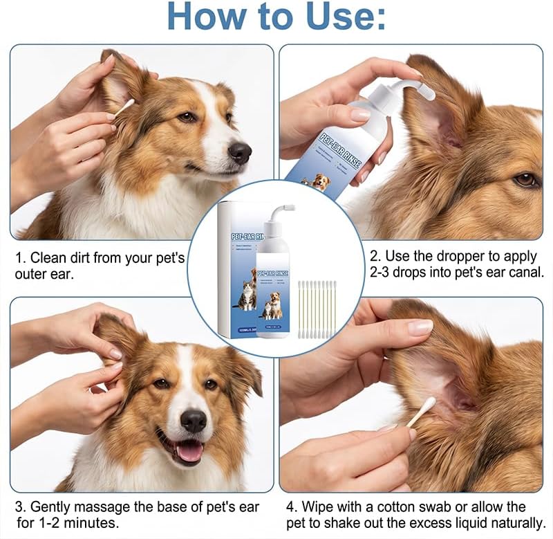 MENDED Pet Ear Cleaner for Dogs & Cats, Gentle Ear Wash, 100 mL, 2 PCS