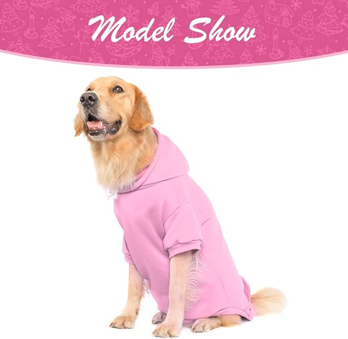 KOOLTAIL Basic Dog Hoodie - Soft and Warm Dog Hoodie Sweater with Leash Hole and Pocket, Dog Winter Coat, Cold Weather Clothes Sweatshirt for Small Medium Large Dogs Puppy Cat Boys Girls Pink XXL