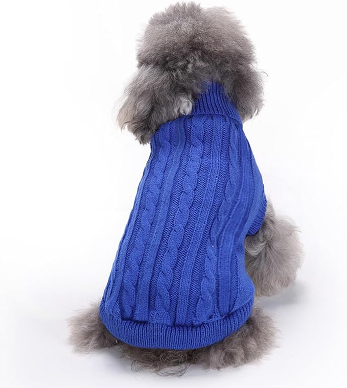 CHBORCHICEN Small Dog Sweaters Knitted Pet Cat Warm Dog Sweatshirt Winter Clothes Kitten Puppy Sweater (Dark Blue, Small)