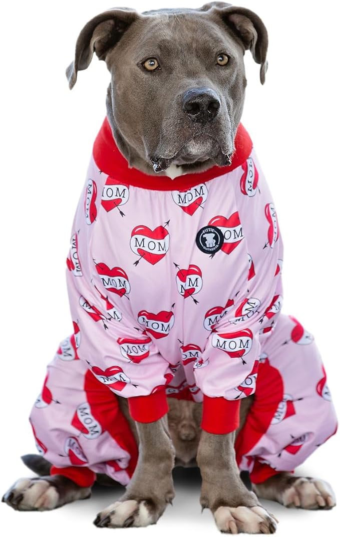 Pittie Clothing Pit Bull Dog Pajamas – Full Coverage Dog Onesie, Soft Pajama Outfit for Medium, Large, XL & XXL Breeds
