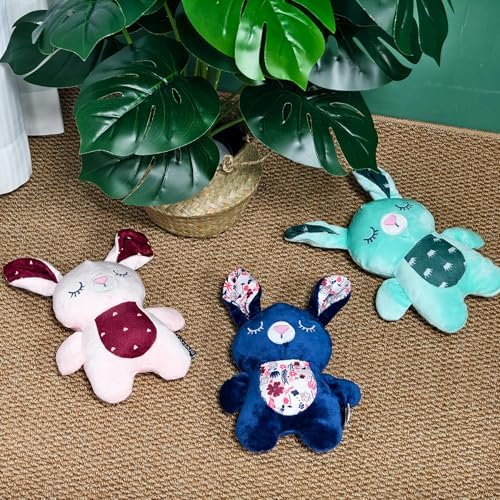 10.24 Inch Green Bunny Squeaky Dog Toy, Soft Plush Chew Toy for Puppy Teething, Indoor Outdoor Interactive Toy for All Dog Sizes