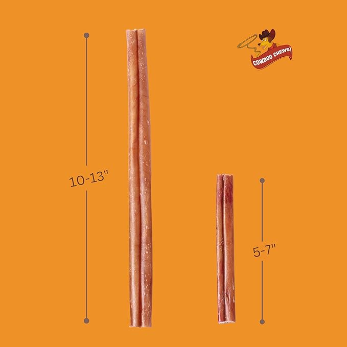 Cowdog Chews Beef Bully Stick: Odor-Free, Fully Digestible Beef Collagen Chews (5-7", 25 Count) - Natural, Grain-Free, Long-Lasting Collagen Bully Stick Substitute for All Dog Breeds