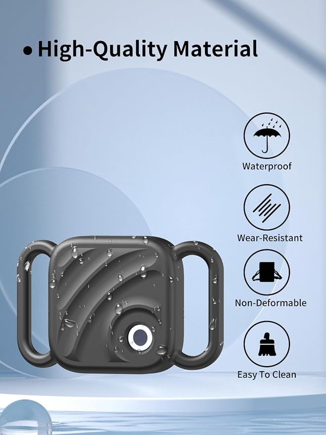 Silicone Case for UGREEN Tracker Tag,Pet Collar Case,Black+Luminous | 2 Pack Soft silicone cover protects tracker tags from scratches and drops while providing a secure fit for pet collars.
