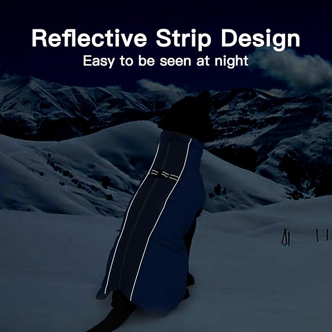 Winter Dog Coat - Zip Up Snowsuit Jacket, Reflective & Water-Resistant, Large (3X), Royal-Blue