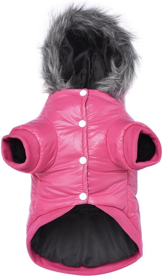 LESYPET Dog Coat for Small Dogs, Windproof Doggie Puffer Jacket with Leash Hole, Extra Warm Dog Jacket Winter Coat, Pink L