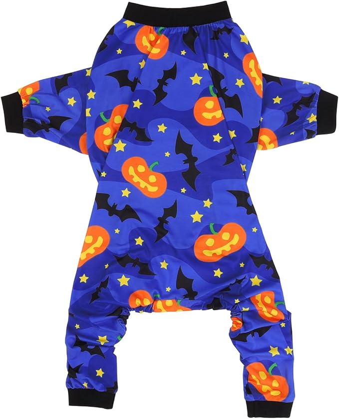 HDE Dog Pajamas One Piece Jumpsuit Lightweight Dog PJs Shirt for M-3XL Dogs Starry Pumpkins - S