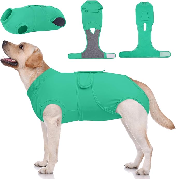 Kuoser Dog Surgery Suit Female Spay, Dog Recovery Suit Male Neuter, Dog Clothes Onesie for Surgery Anti Licking Abdominal Wounds Pet Puppy Surgical Recovery Bodysuit Shirt, Substitute E-Collar & Cone