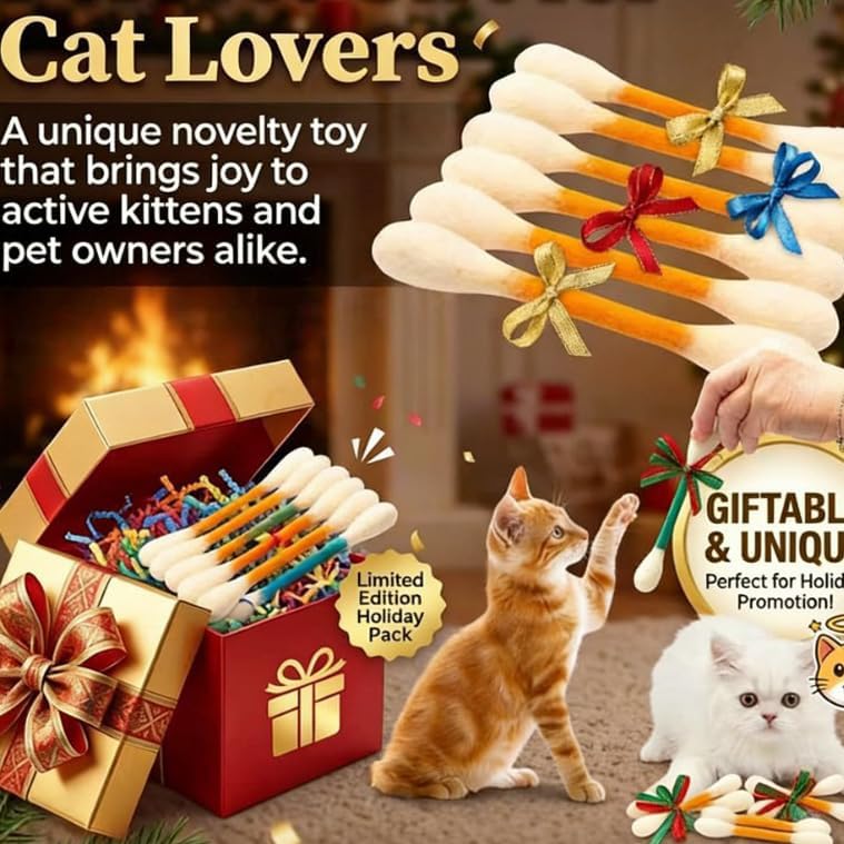6 PCS Swabs Cat Toys with Catnip,Cat Qtip Toy,Cotton Swabs Cat Toys with Catnip,Durable for Chew,Interactive Kitty Kick Sticks for Cat Lovers Gift,Sturdy Teething Chew Toy (Colorful)