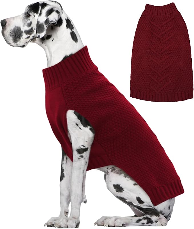 IECOii Big Dog Sweater - Extra Large Dog Sweater for Cold Weather, DarkRed, 4XL for Doberman & Great Dane, DarkRed - XXXXL