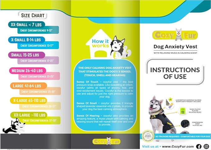CozyVest 3-in-1 Calming Vest Music & Aromatherapy Dog Anxiety Coat Relaxing Sound & Essential Oil Scent Treats Canine Stress Relief Fireworks Thunder Separation Shirt Jacket(Pink, M [26-40 Lbs])