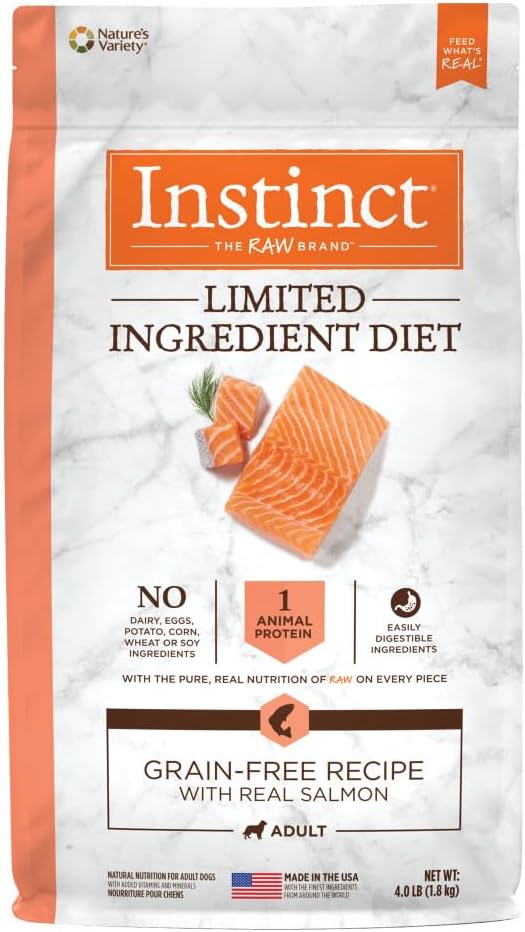 Instinct Limited Ingredient Diet, Natural Dry Dog Food, Grain Free Recipe - Real Salmon, 4 lb. Bag