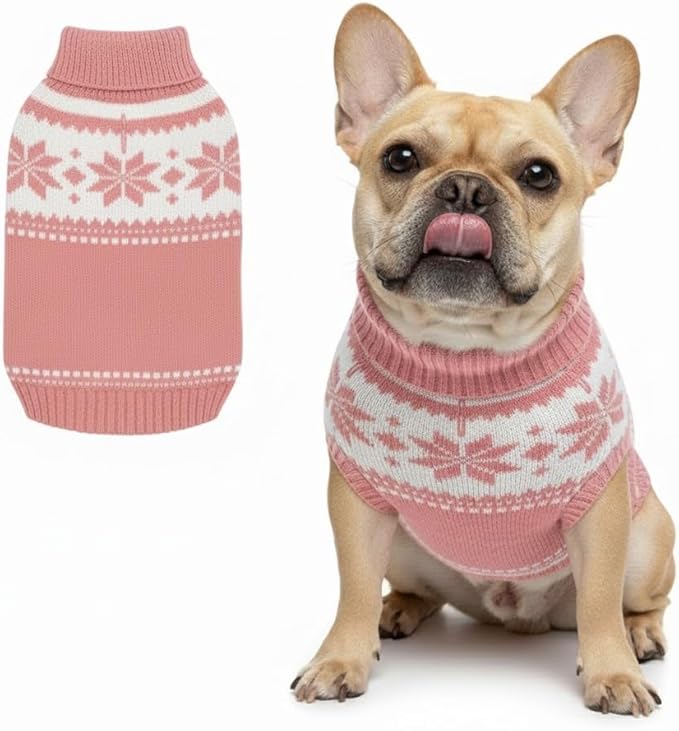 Grewear Colorful Stripes Pattern Pets Knit Sweater, Warm Comfortable Knit Sweater for Pets, Soft Cozy Winter Pet Clothes, Stylish Multi-Colored Sweater for Dogs & Cats Pink XS