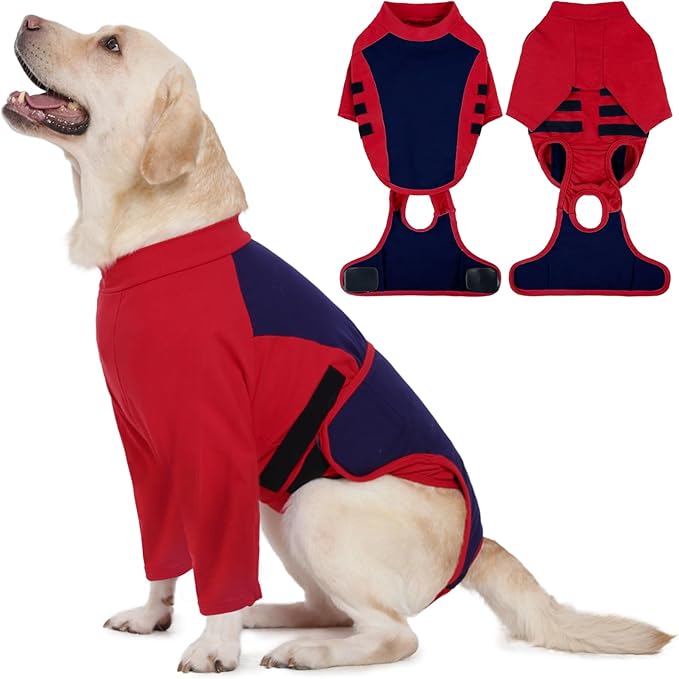 LeLePet Recovery Suit for Dogs After Surgery, Female Spay and Male Neuter Suits, Dog Onesie for Surgery Prevent Licking Breathable Soft Recovery Suit with Long Sleeve Front Legs Dog Cone Alternative