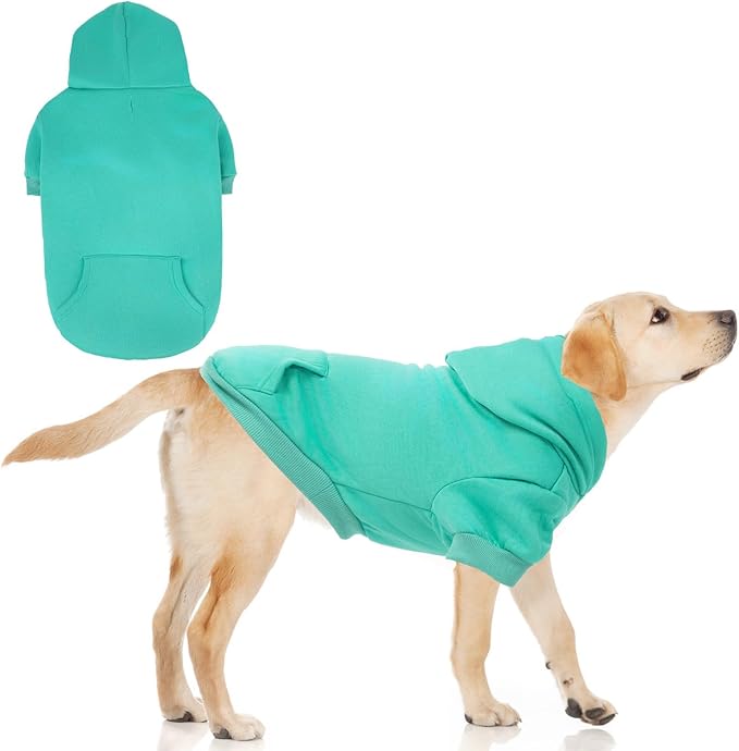 KOOLTAIL Basic Dog Hoodie - Soft and Warm Dog Hoodie Sweater with Leash Hole and Pocket, Pet Winter Coat, Cold Weather Clothes Sweatshirt for Small Medium Large Dogs Puppy Cat Boys Girls Lake Blue XL