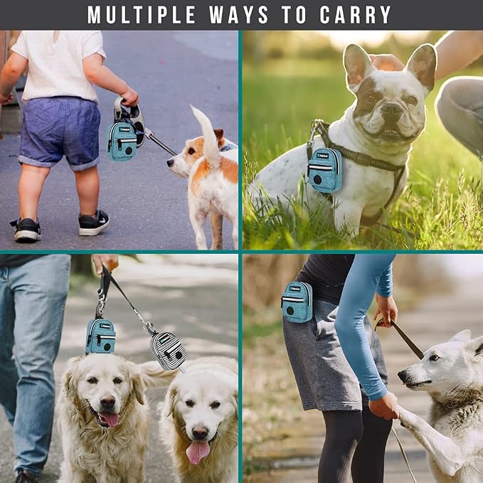 PetAmi Dog Poop Bag Holder for Leash, Waste Bag Dispenser Pet Pouch, Blue