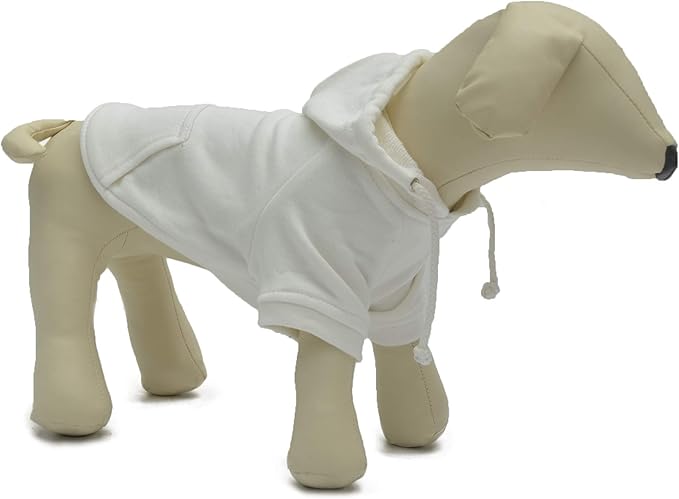 Lovelonglong Blank Basic Hoodie Sweatshirt for Dogs 100% Cotton Fits Small Medium Dachshund Large Dog Off White XXL