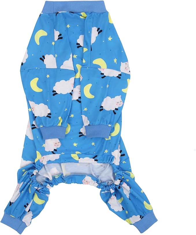 HDE Dog Pajamas One Piece Jammies Jumpsuit Pet Clothes Outfit Stretchy Lightweight Comfy Shirt Pjs for M-3XL Dogs Counting Sheep - 2XL