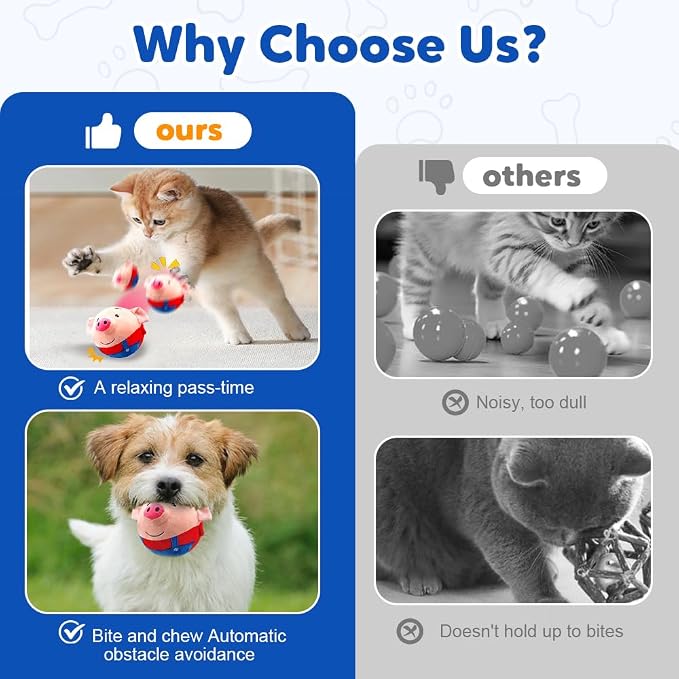 Interactive Dog Toys with Music, Active Moving Pet Plush Toy,Rechargeable Squeaky Dog Ball Toy with Talking Sound,Washable Cartoon Pig Plush Toy for Dogs (A)