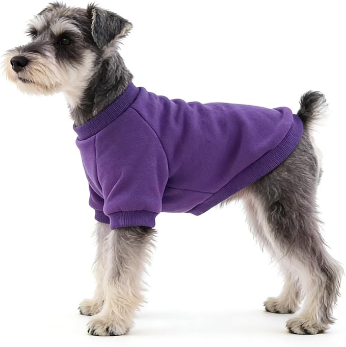 2 Pack Dog Hoodie for Small Dogs, Dog Sweatshirt Soft Warm Pullover Dog Clothes with Ribbed Cuffs for Schnauzer/Poodle/Chihuahua (Blue+Purple, XX-Large)