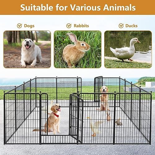 Dog Pen Portable Dog Fence Dog Playpen for Large Dogs, 40" Tall Dog Playpen Dog Fencing Outdoor 36 Panels Black Metal Dog Play Pens Exercise Fencing with Door Pet Play Pen for Camping, Yard