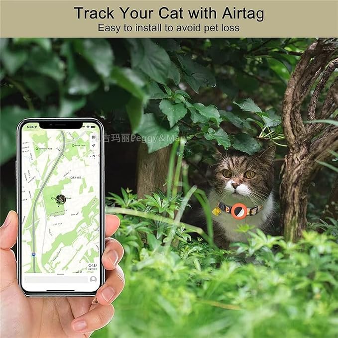 Cat Collar with AirTag Holder – Breakaway Lightweight Woven Cat Collar, Adjustable with Bell for Cats & Kittens (Ocean Voyage Set) | Amazegoods