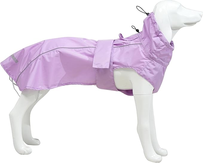 Adjustable Waterproof Dog Raincoat for Dogs,Lightweight Pet Rain Jacket Puppy Clothes with Reflective Strip for Small Medium Large Dogs (Light Purple, XX-Large)