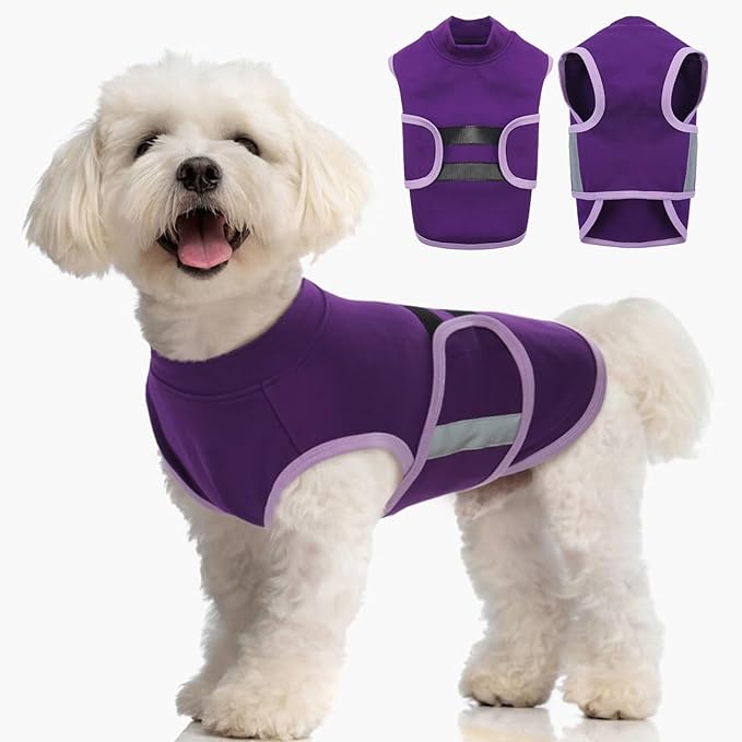 MIGOHI Dog Anxiety Relief Coat,Comfort Anxiety Vest for Dogs,Adjustable Dog Anxiety Calming Wrap for Fireworks,Thunderstorms,Travel,Separation,Anxiety Jacket for Small Dogs,S,Purple