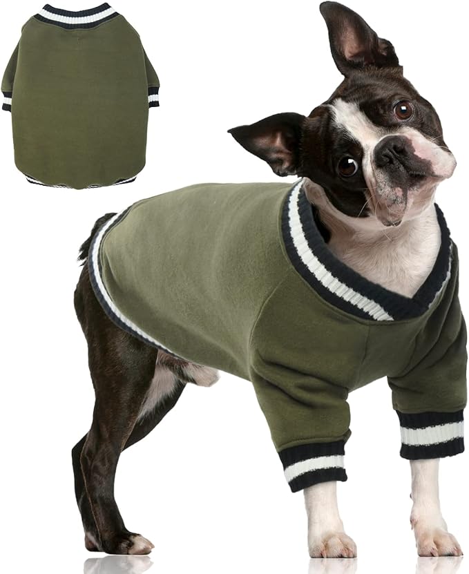 FUAMEY Dog Winter Sweaters - Warm & Thick Puppy Pullover for Small to Medium Dogs - Soft Green Doggie Boy & Girl Outfit