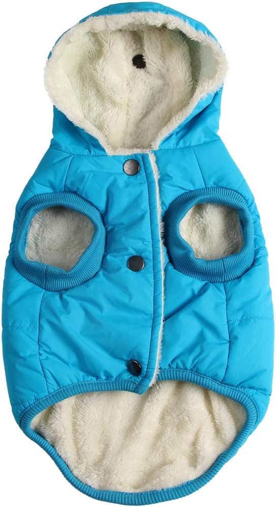 Fleece Lining Extra Warm Dog Hoodie in Winter for Medium Dogs Jacket Pet Coats with Hooded,Light Blue L