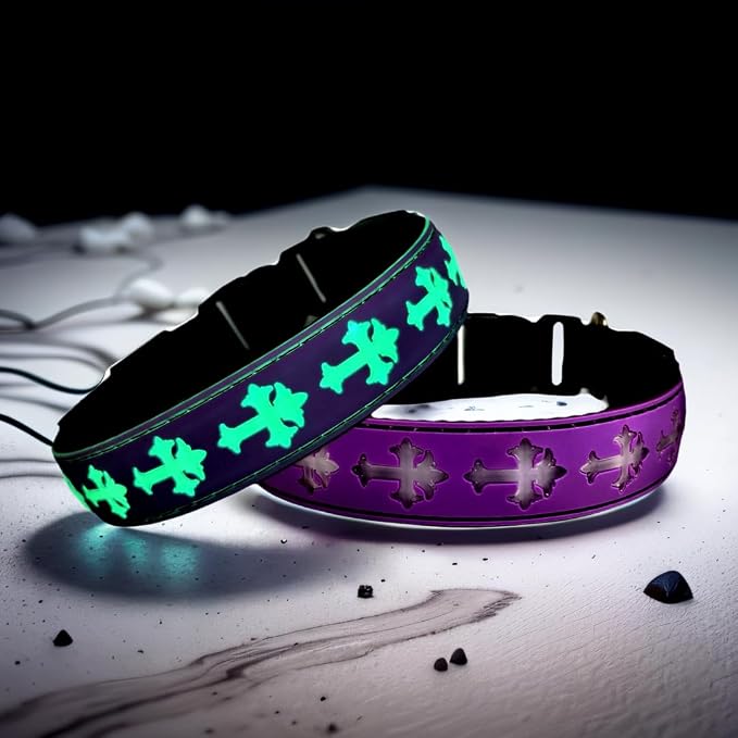 Light Up Glow Dog Collar with Chinese Style AirTag Holder