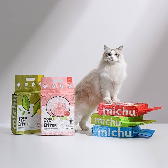 Michu Tofu Cat Litter Natural Clumping Tofu Cat Litter, Fast Clumping and Easily Scoop-able 5.5lb/88oz 5 Scents - Original, 2 Pack