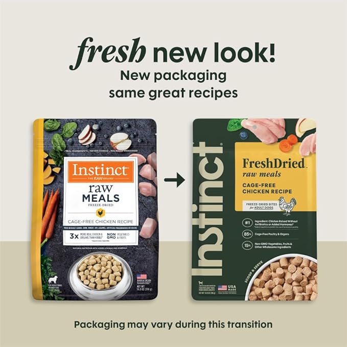 Instinct Freeze Dried Raw Meals, Natural Dry Dog Food, Grain Free - Cage Free Chicken, 14 oz. Bag