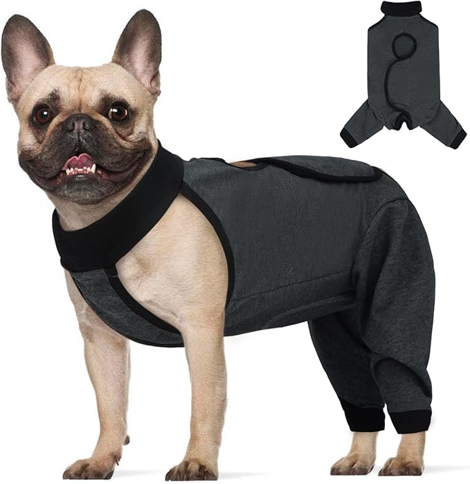 ROZKITCH Dog Surgery Leg Sleeve Rear Legs, Male Female Pet Prevent Licking Wound Elbow Knee Protector, Dog Recovery Suit Cone Collar Alternative Pants Shirt for Wound Heal Wrap Grey M