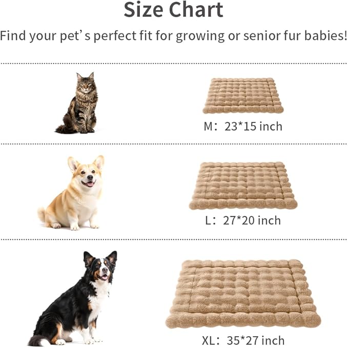 SOMAHE Self-Warming Cat Bed, Plush Faux Fur Pet Bed Mat with Anti-Slip Bottom, Ultra Soft Heated Pad for Cats & Kittens, Cozy Fluffy Bed for Window & Sills Couches, Machine Washable, 23x15 Inch Coffee