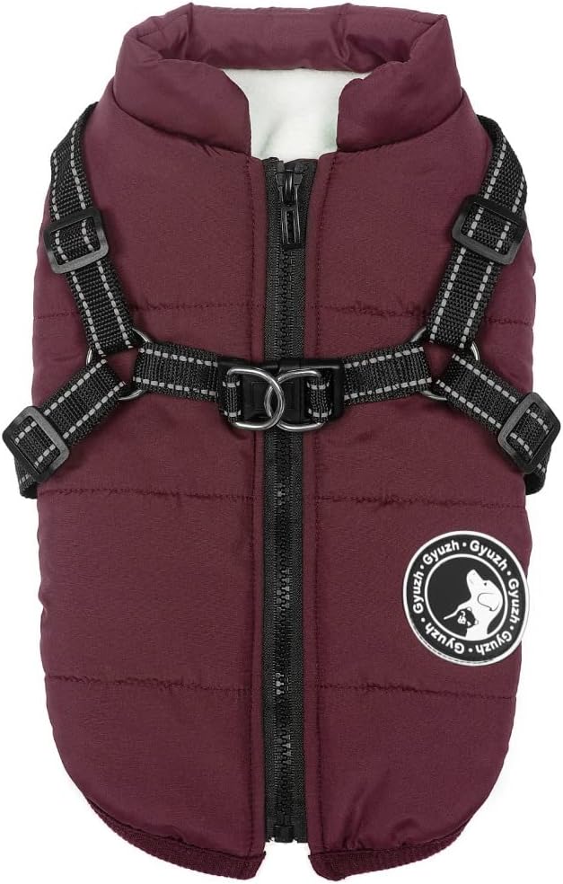 Gyuzh Dog Coat with Harness Puppy Coats Small Dog Harness Jacket Winter Waterproof Jackets for Smal Medium Large Dogs