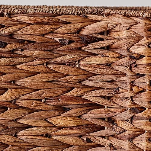 Bone Dry Pet Storage Collection, Bone Shape Hyacinth Toy Basket, Dark Brown, Medium - 21x13x8"