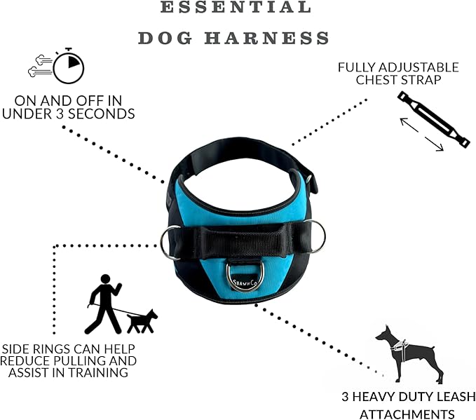 ShawnCo Essential Dog Harness, No-Pull Pet Vest with 3 Leash Clips, No Choke, Reflective, Adjustable and Padded, for Easy Walking and Training for Small, Medium and Large Dogs (USA Flag,L)